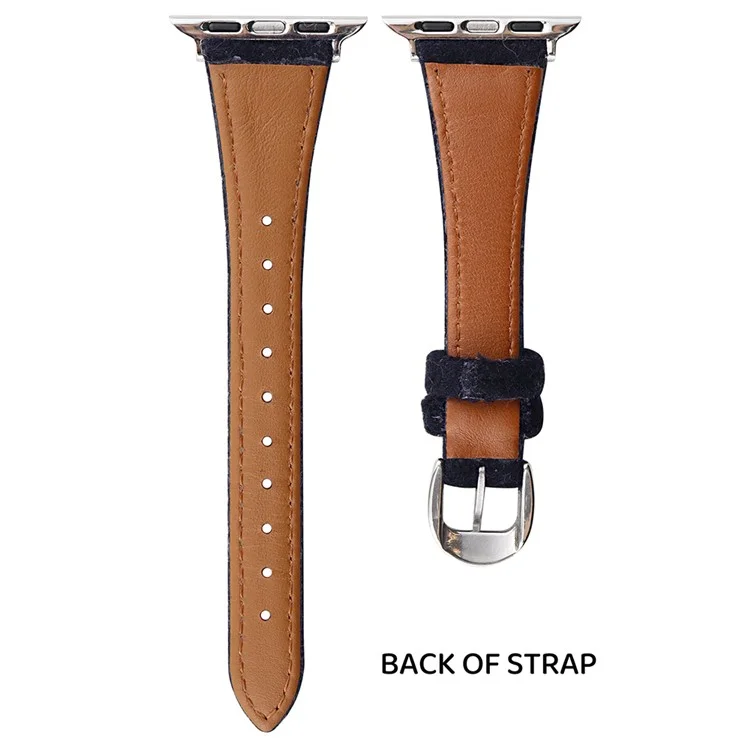 Para Apple Watch 10 46mm / Ultra 2 / Ultra 49mm / 9 8 7 45mm / SE (2023) SE (2022) SE 6 5 4 44mm / 3 2 1 42mm Slim Woolen Watch Strap - Black