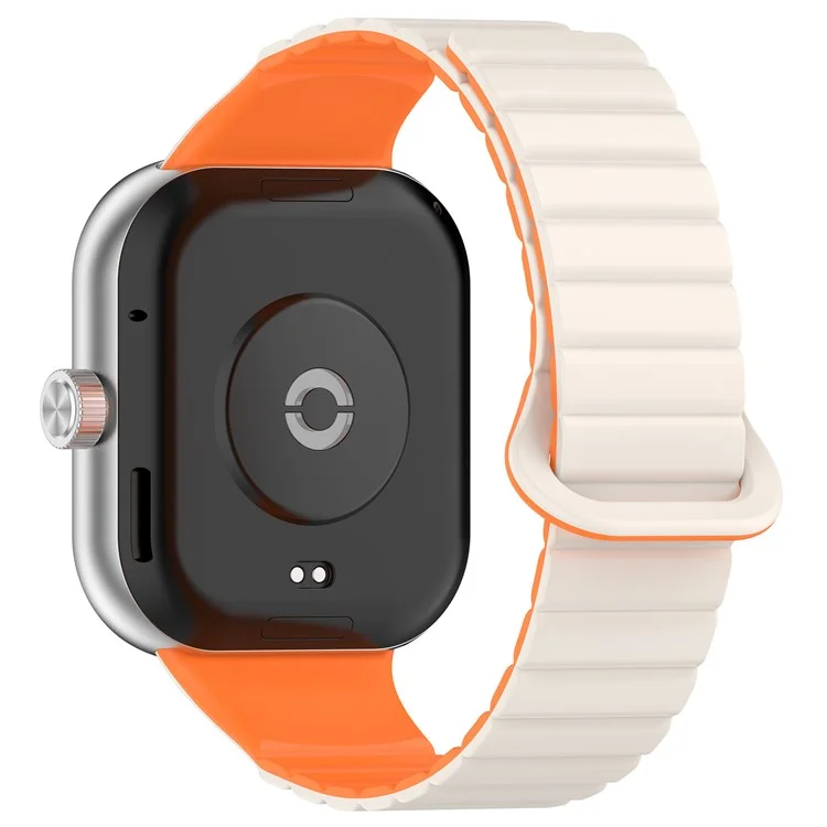 Pour Xiaomi Redmi Watch 4 / Smart Band 8 Pro Watch Band Dual Color Silicone Magnetic Wrist Strap - Starlight+Orange