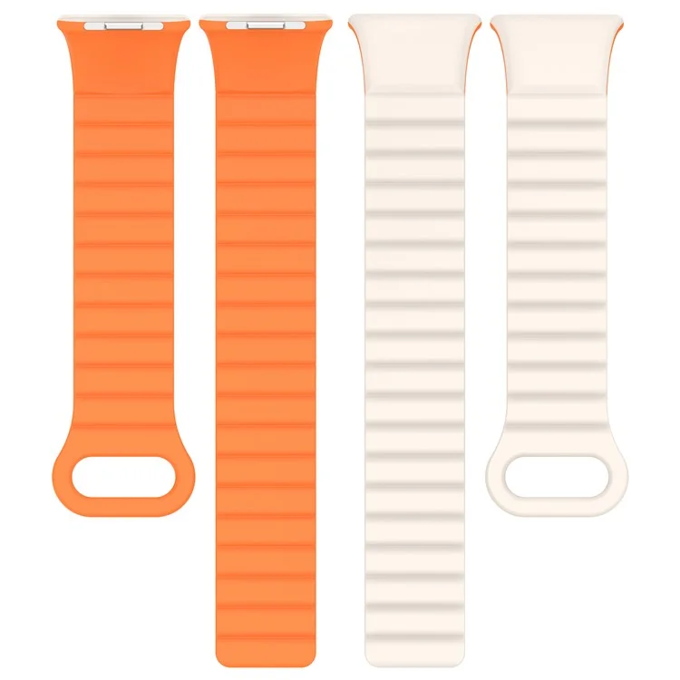 Pour Xiaomi Redmi Watch 4 / Smart Band 8 Pro Watch Band Dual Color Silicone Magnetic Wrist Strap - Starlight+Orange