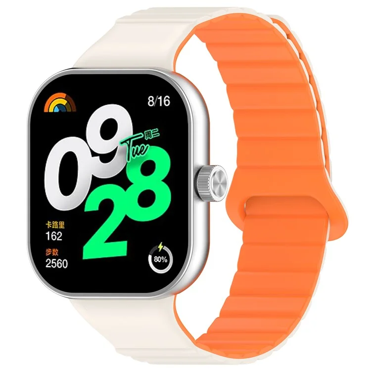 Pour Xiaomi Redmi Watch 4 / Smart Band 8 Pro Watch Band Dual Color Silicone Magnetic Wrist Strap - Starlight+Orange