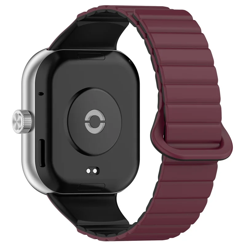 Pour Xiaomi Redmi Watch 4 / Smart Band 8 Pro Bracelet de montre Bande de silicone bicolore magnétique - Rouge vin+Noir