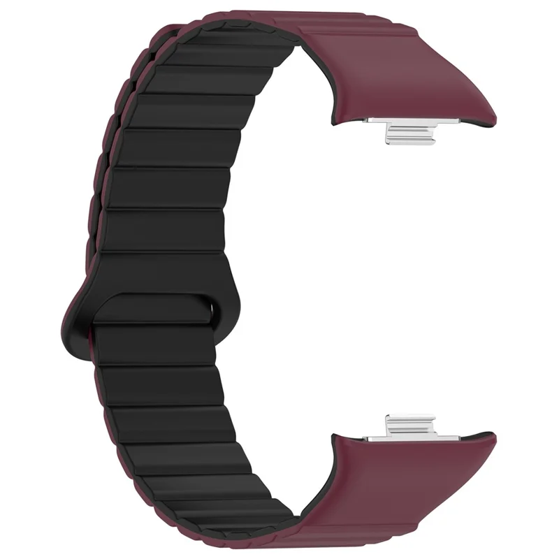 Pour Xiaomi Redmi Watch 4 / Smart Band 8 Pro Bracelet de montre Bande de silicone bicolore magnétique - Rouge vin+Noir