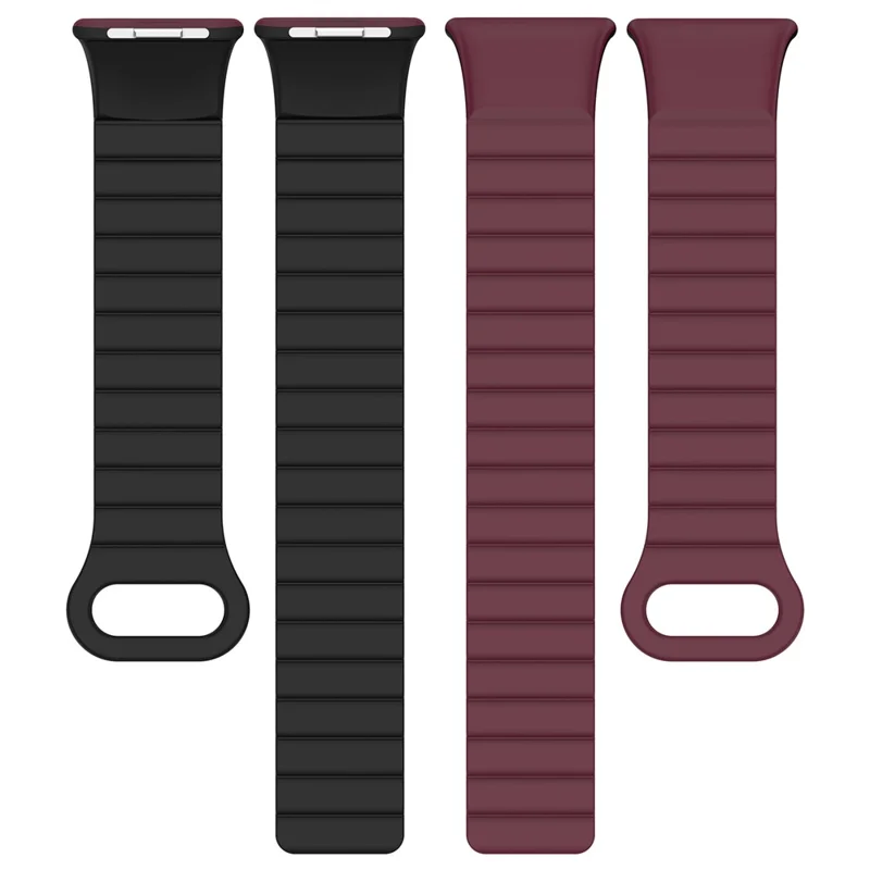 Pour Xiaomi Redmi Watch 4 / Smart Band 8 Pro Bracelet de montre Bande de silicone bicolore magnétique - Rouge vin+Noir