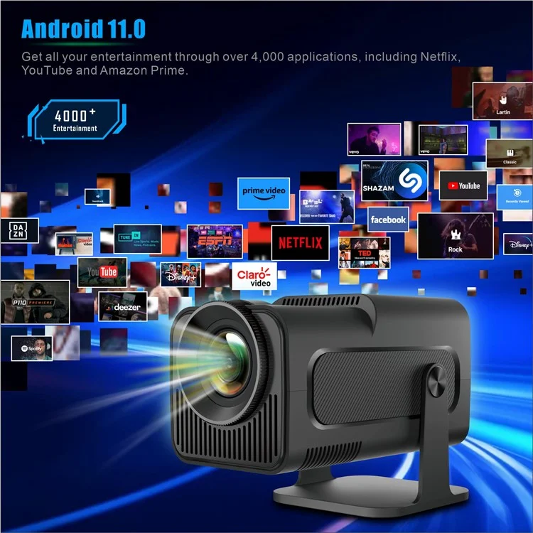 HY320 Android 11 Projector 1080P 300ANSI Dual Band WiFi6 BT5.0 Portable Projector Support 4K - AU Plug