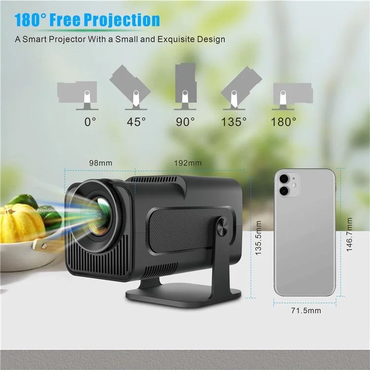 HY320 Android 11 Projector 1080P 300ANSI Dual Band WiFi6 BT5.0 Portable Projector Support 4K - AU Plug
