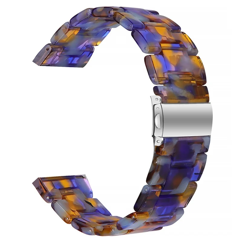For FITVII HM08 Resin Watch Band Waterproof Replacement Watch Strap - Tortoiseshell Color - Blue Ice Ocean