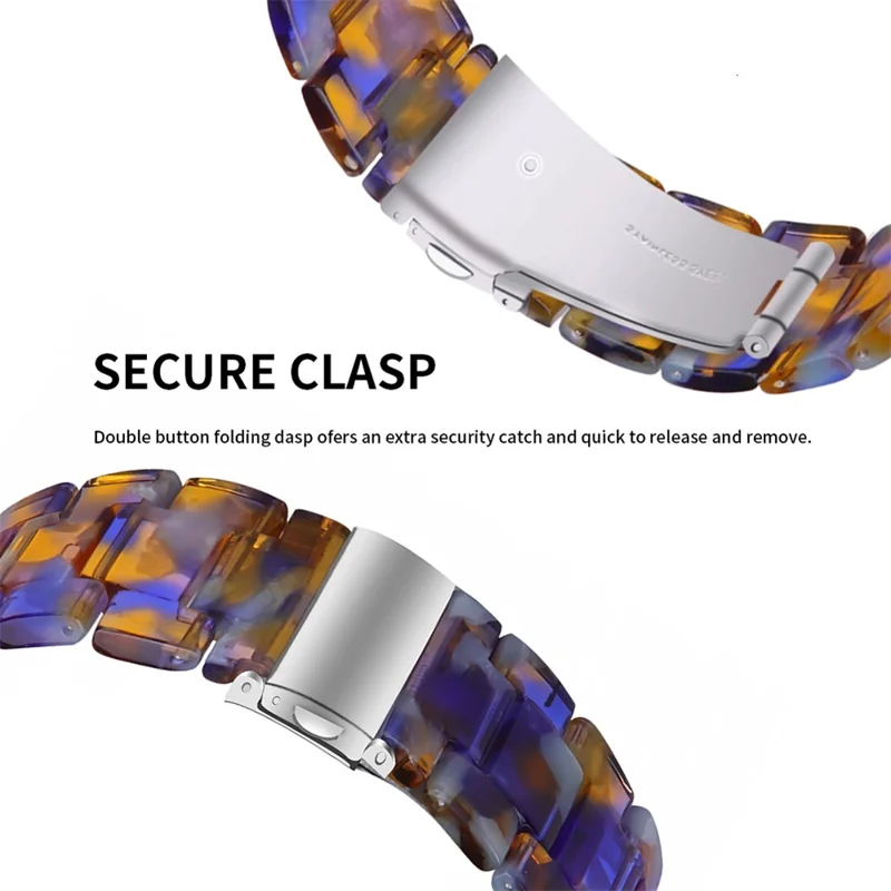 For FITVII HM08 Resin Watch Band Waterproof Replacement Watch Strap - Tortoiseshell Color - Blue Ice Ocean