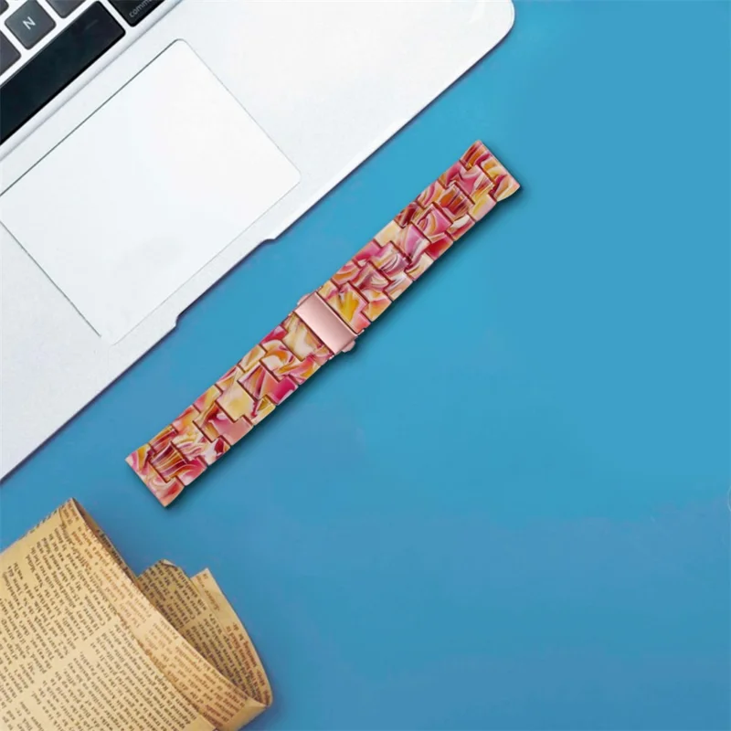 For FITVII HM08 Resin Watch Band Waterproof Replacement Watch Strap - Tortoiseshell Color - Red