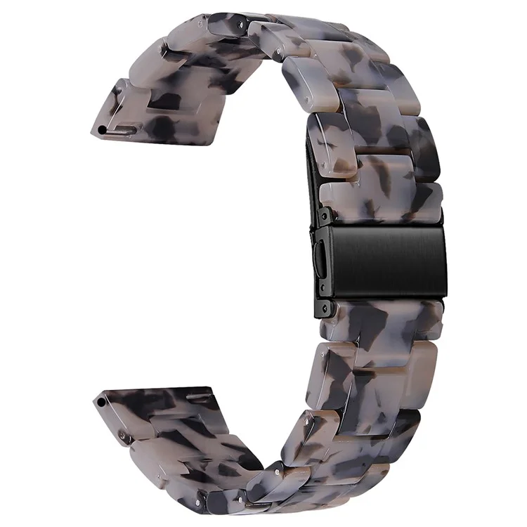 For FITVII HM08 Resin Watch Band Waterproof Replacement Watch Strap - Tortoiseshell Color - Ink Grey