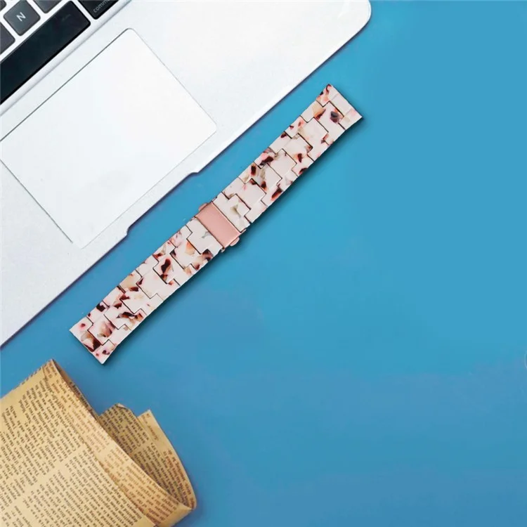 For FITVII HM08 Resin Watch Band Waterproof Replacement Watch Strap - Tortoiseshell Color - Nougat