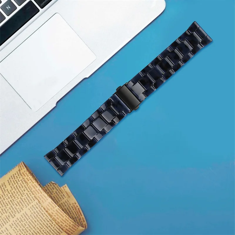 For FITVII HM08 Waterproof Watch Strap Replacement Resin Watch Band - Dark Blue