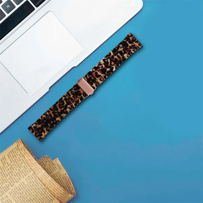 For Popglory 1.4" P22 / 1.85" P66 Smart Watch Replacement Strap Waterproof Resin Sports Watch Band - Leopard Printed