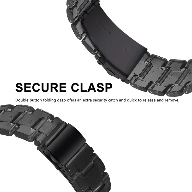 Waterproof Resin Strap for KALINCO P22 Replacement Sports Watch Band - Clear Black