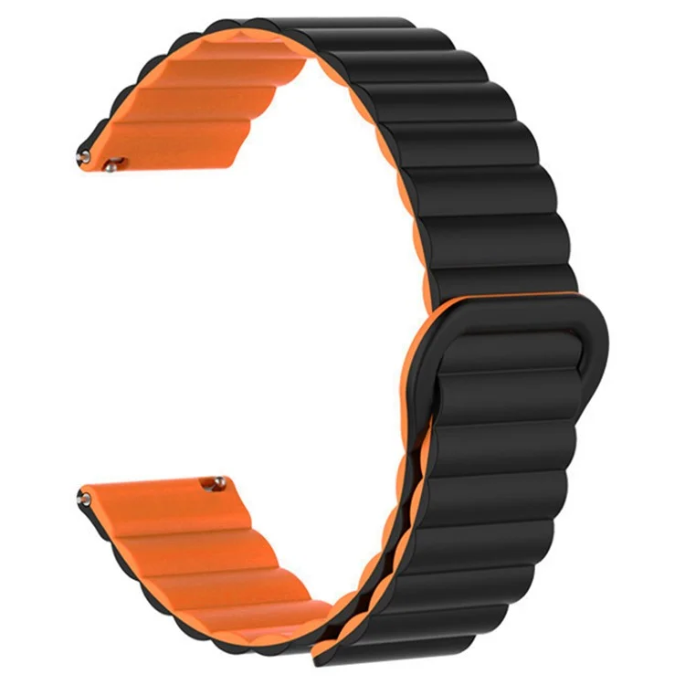 Cinturino sportivo magnetico da 20 mm in silicone a due colori di ricambio - Nero+Arancione