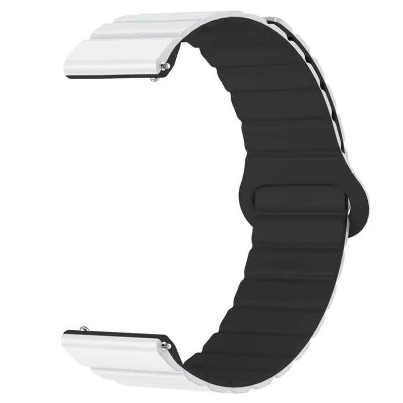 20mm Magnetic Sport Loop Watch Band Silicone Dual Color Replacement Strap - White+Black