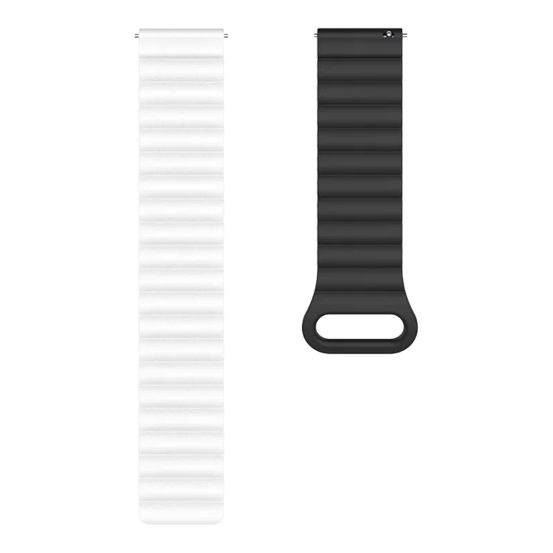 20mm Magnetic Sport Loop Watch Band Silicone Dual Color Replacement Strap - White+Black