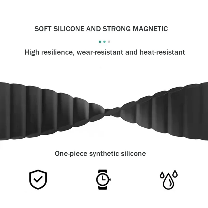 20mm Magnetic Sport Loop Watch Band Silicone Dual Color Replacement Strap - White+Black