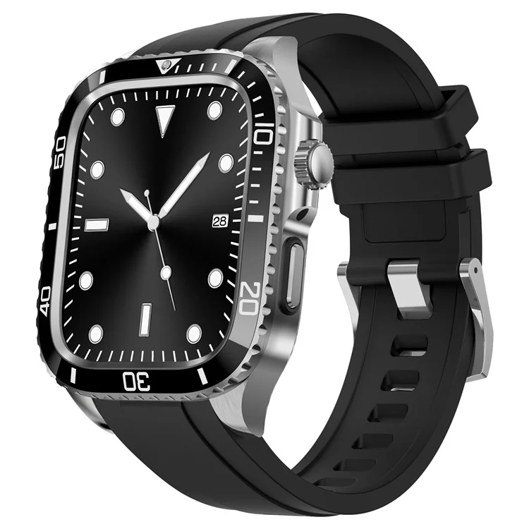 For Apple Watch Series 9 / 8 / 7 45mm TPU Replacement Strap with Stainless Steel Watch Case - Silver