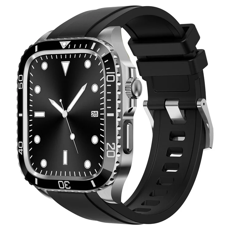 For Apple Watch Series 9 / 8 / 7 45mm TPU Replacement Strap with Stainless Steel Watch Case - Silver