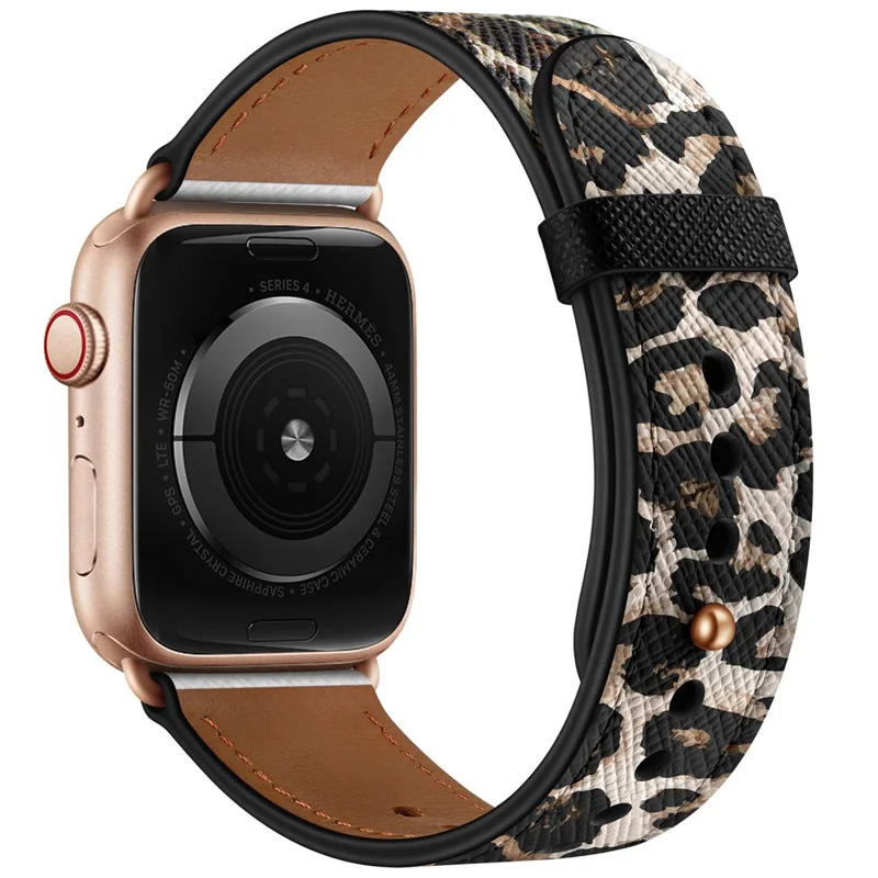 For Apple Watch Series 10 42mm / 9 8 7 41mm / SE (2023) SE (2022) SE 6 5 4 40mm / 3 2 1 38mm Wrist Strap - Leopard