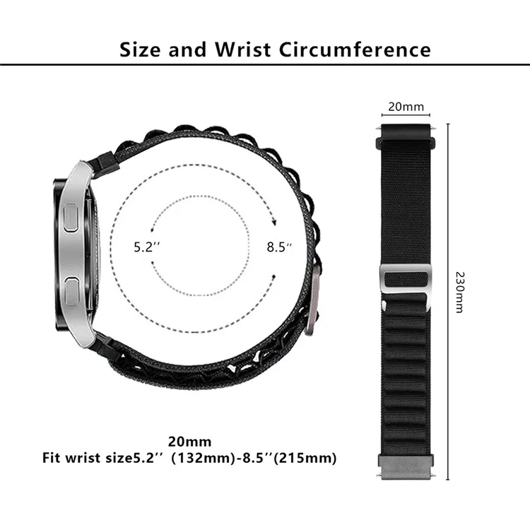 KALEBOL KLB-GSNL-001 For Samsung Galaxy Watch6 / Watch6 Classic Nylon Watch Band 20mm Wrist Strap - Moss Green