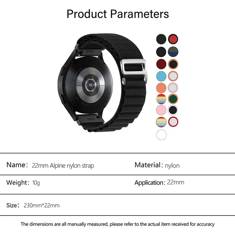 KALEBOL KLB-GSNL-001 For Samsung Galaxy Watch3 45mm / Huawei Watch GT4 46mm Watch Strap 22mm Nylon Wristband - Black