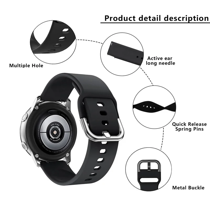 KALEBOL KLB-SXKGJ-001 20mm Adjustable Watch Strap Replacement Silicone Wrist Band - Black