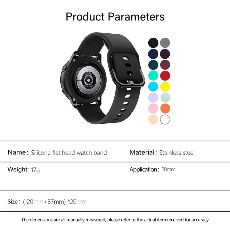 KALEBOL KLB-SXKGJ-001 20mm Adjustable Watch Strap Replacement Silicone Wrist Band - Black