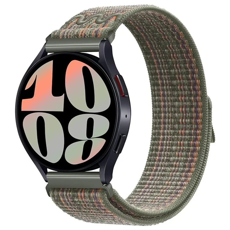 KALEBOL KLB-NLHH-002 Para Samsung Galaxy Watch6 / Watch6 Classic Correa de Reloj Nylon Loop de 20 mm - Verde Oscuro+Naranja