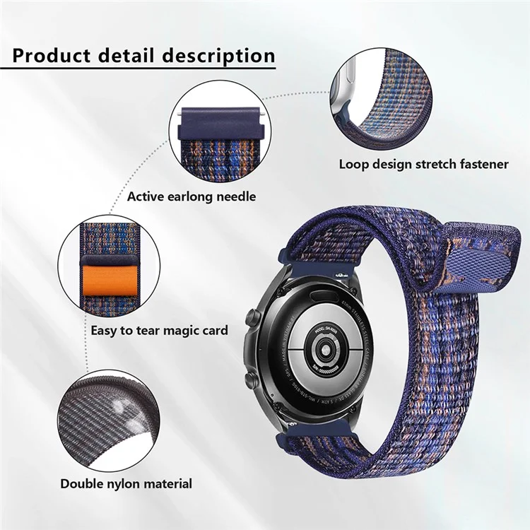 KALEBOL KLB-NLHH-002 Para Samsung Galaxy Watch6 / Watch6 Classic Correa de Reloj Nylon Loop de 20 mm - Verde Oscuro+Naranja