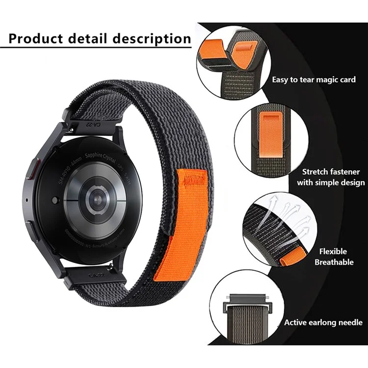 KALEBOL KLB-YJNLHH-001 For Samsung Galaxy Watch6 / Watch6 Classic Nylon Straps 20mm Watch Band Loop Fastener - White Rainbow