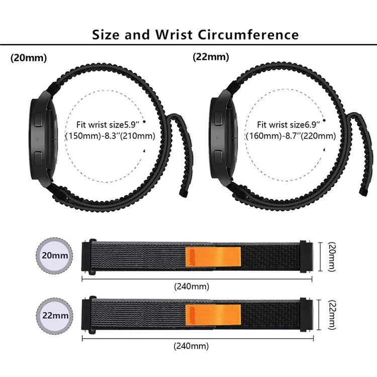 KALEBOL KLB-YJNLHH-001 For Samsung Galaxy Watch6 / Watch6 Classic Nylon Straps 20mm Watch Band Loop Fastener - White Rainbow