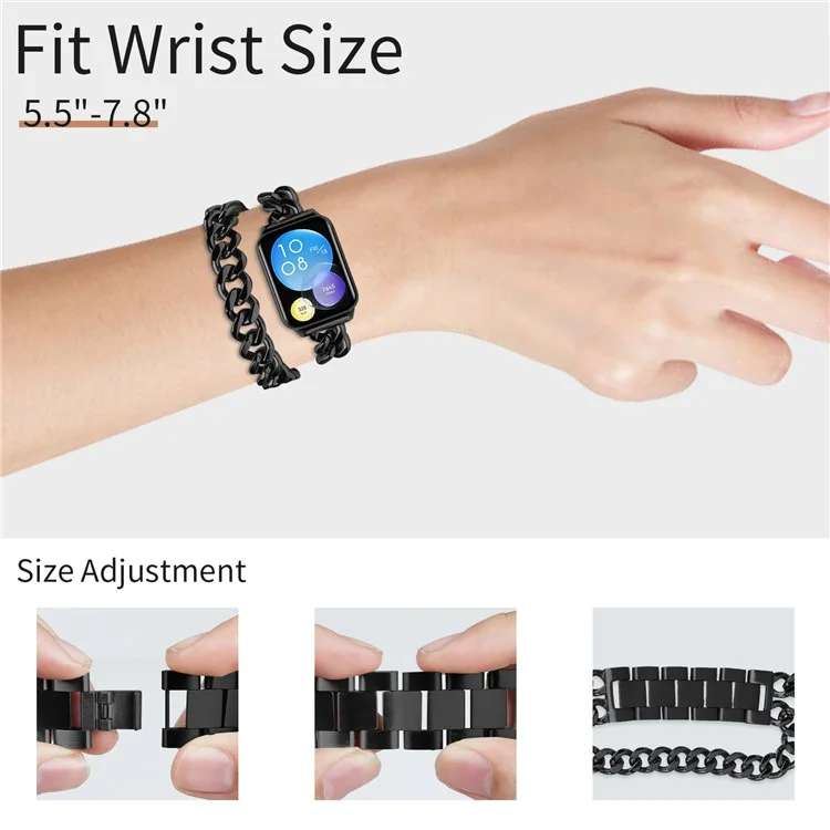 For Xiaomi Redmi Watch 4 Double-Circle Band Stainless Steel Watch Strap - Black