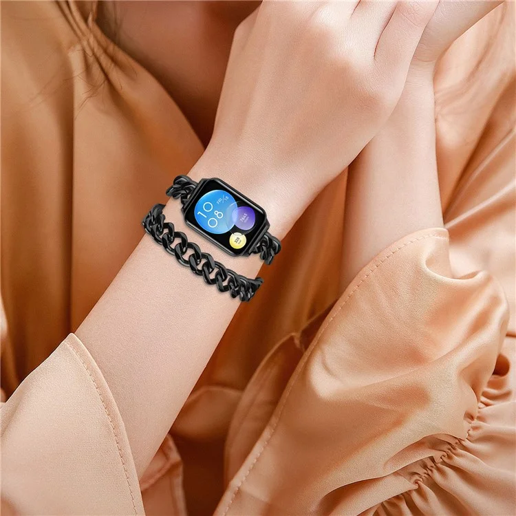 For Xiaomi Redmi Watch 4 Double-Circle Band Stainless Steel Watch Strap - Black