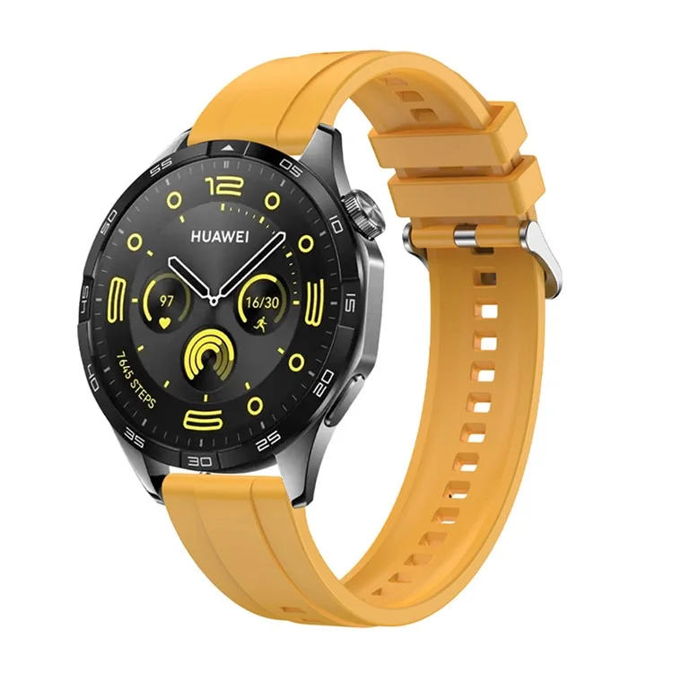Para Huawei Watch GT 4 41mm / Garmin Venu 3S 18mm Pulseira de Relógio Silicone Banda de Substituição - Amarelo Escuro