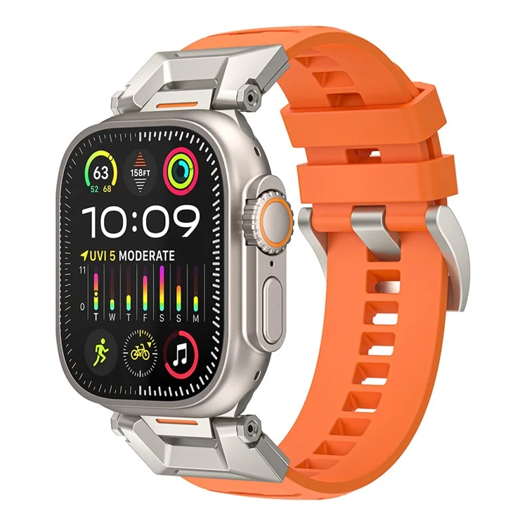 Fluorine Rubber Strap for Apple Watch 10 46mm / Ultra 2 / Ultra 49mm / 9 8 7 45mm / SE (2023) SE (2022) SE 6 5 4 44mm / 3 2 1 42mm Wrist Band - Orange
