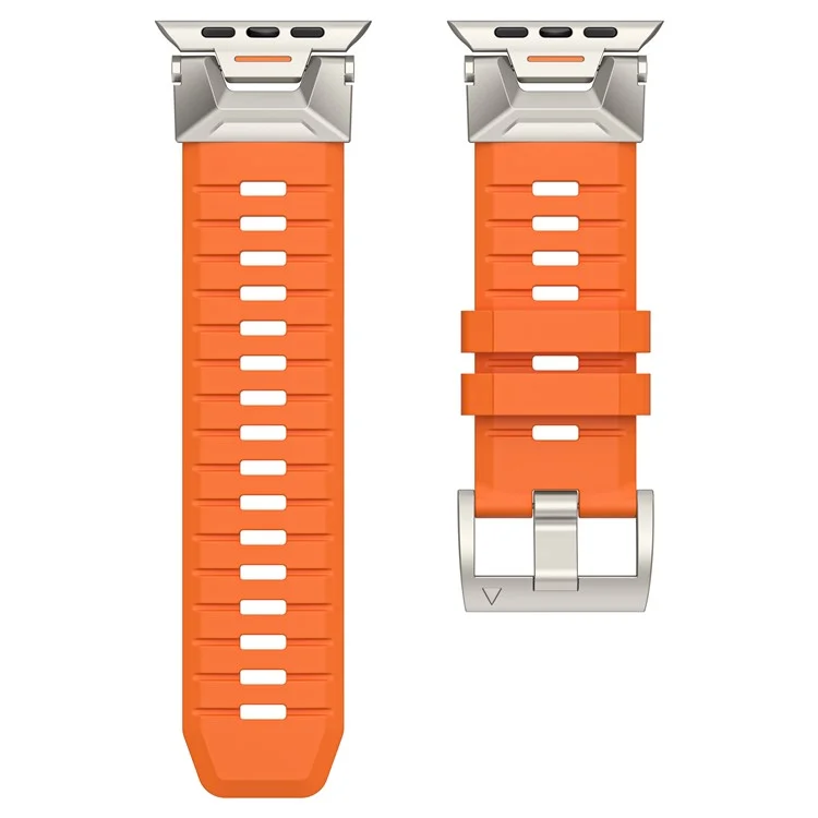 Fluorine Rubber Strap for Apple Watch 10 46mm / Ultra 2 / Ultra 49mm / 9 8 7 45mm / SE (2023) SE (2022) SE 6 5 4 44mm / 3 2 1 42mm Wrist Band - Orange