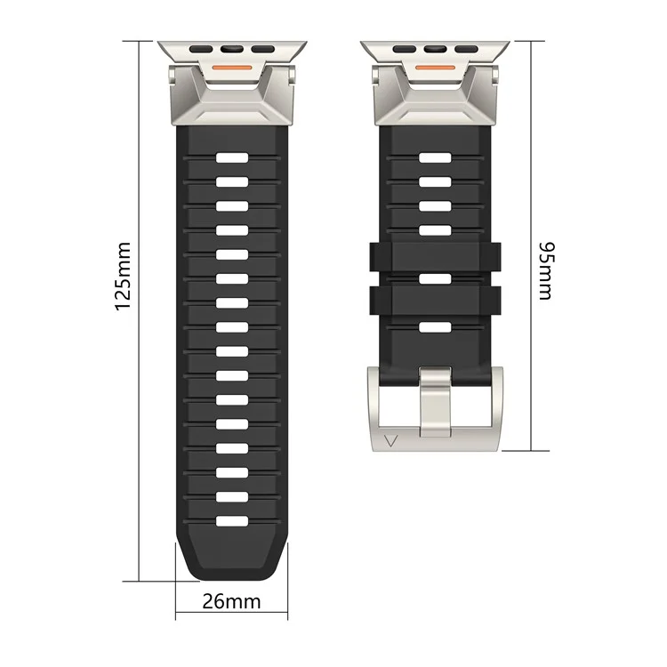 Fluorine Rubber Strap for Apple Watch 10 46mm / Ultra 2 / Ultra 49mm / 9 8 7 45mm / SE (2023) SE (2022) SE 6 5 4 44mm / 3 2 1 42mm Wrist Band - Orange