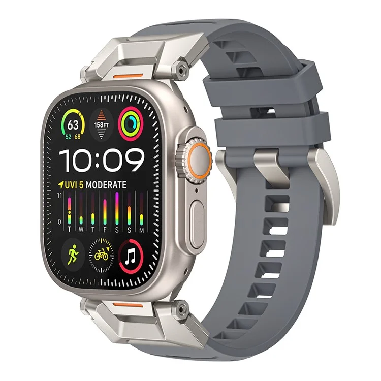 Fluorine Rubber Strap for Apple Watch 10 46mm / Ultra 2 / Ultra 49mm / 9 8 7 45mm / SE (2023) SE (2022) SE 6 5 4 44mm / 3 2 1 42mm Wrist Band - Grey
