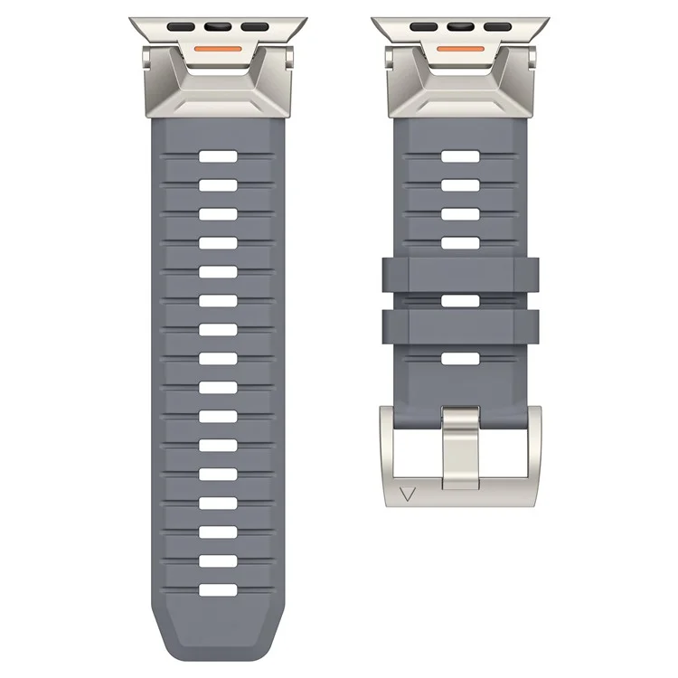 Fluorine Rubber Strap for Apple Watch 10 46mm / Ultra 2 / Ultra 49mm / 9 8 7 45mm / SE (2023) SE (2022) SE 6 5 4 44mm / 3 2 1 42mm Wrist Band - Grey