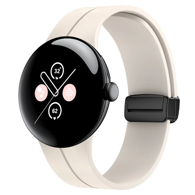 For Google Pixel Watch 3 41mm / Watch 2 / Pixel Watch Silicone Band Watch Strap with Magnetic Folding Buckle - Starlight