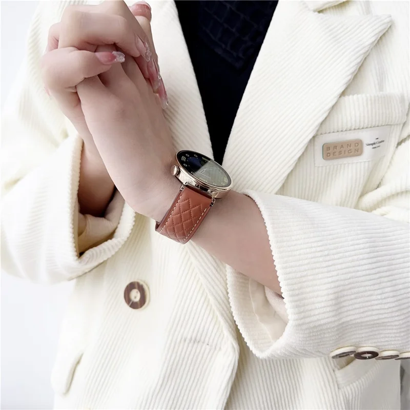 Pour Samsung Galaxy Watch3 45mm / Huawei Watch GT 4 46mm Bracelet de montre 22mm en véritable cuir de vache avec boucle magnétique - Noir