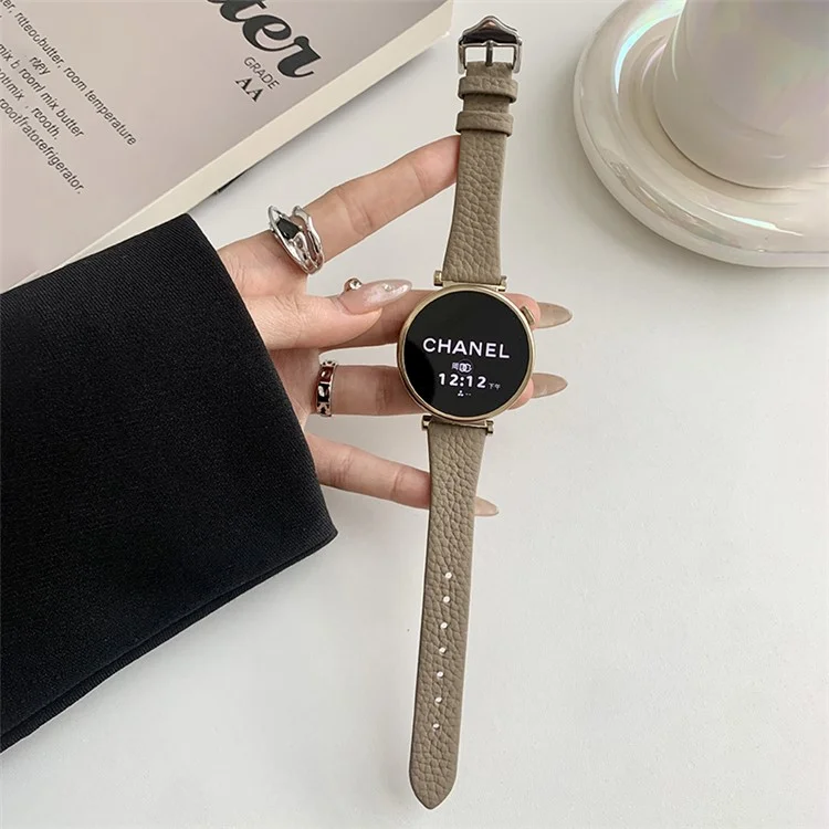 Para Huawei Watch GT 4 41mm / Garmin Venu 3S / Venu 2S 18mm Pulseira de Substituição Textura de Lichia Banda - Caqui