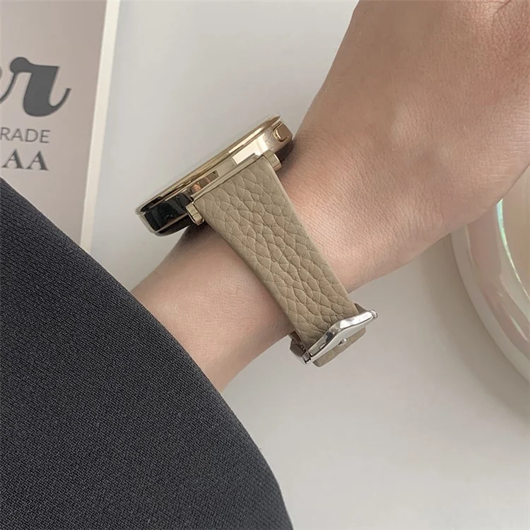 Para Huawei Watch GT 4 41mm / Garmin Venu 3S / Venu 2S 18mm Pulseira de Substituição Textura de Lichia Banda - Caqui