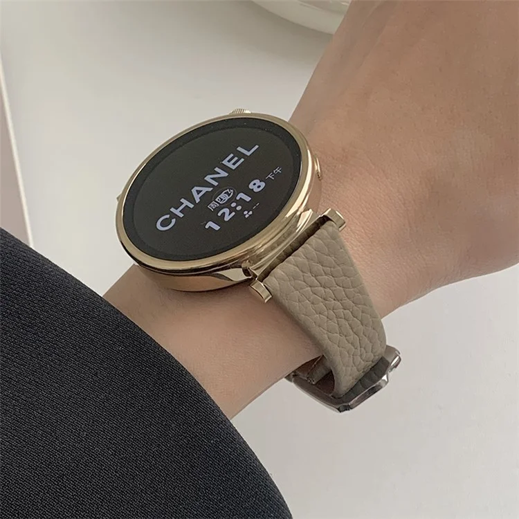Para Huawei Watch GT 4 41mm / Garmin Venu 3S / Venu 2S 18mm Pulseira de Substituição Textura de Lichia Banda - Caqui