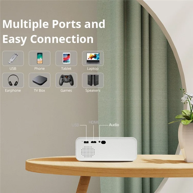 L012AH Foco Elétrico Remoto Bluetooth Portátil 110 ANSI Home Theater Projector (CE) - Plugue Nos Eua