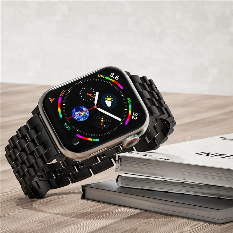 Для Apple Watch Series 10 42 мм / 9 8 7 41 мм / SE (2023) SE (2022) SE 6 5 4 40 мм / 3 2 1 38 мм Металлический ремешок для часов - Черный