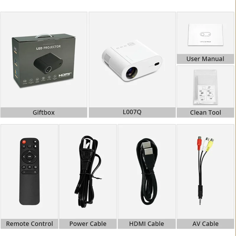L007Q Android 11 WIFI 6 4000 Lumen Projector 1080P HD Auto Focus Home Theater Beamer (CE)  - EU Plug