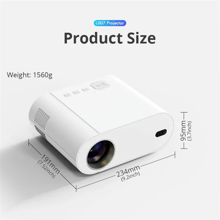 L007A Android 11 WiFi 6 4000 Lumens HD Projector Office Home Theater Projector Support 4K 1+8G (CE) - EU Plug