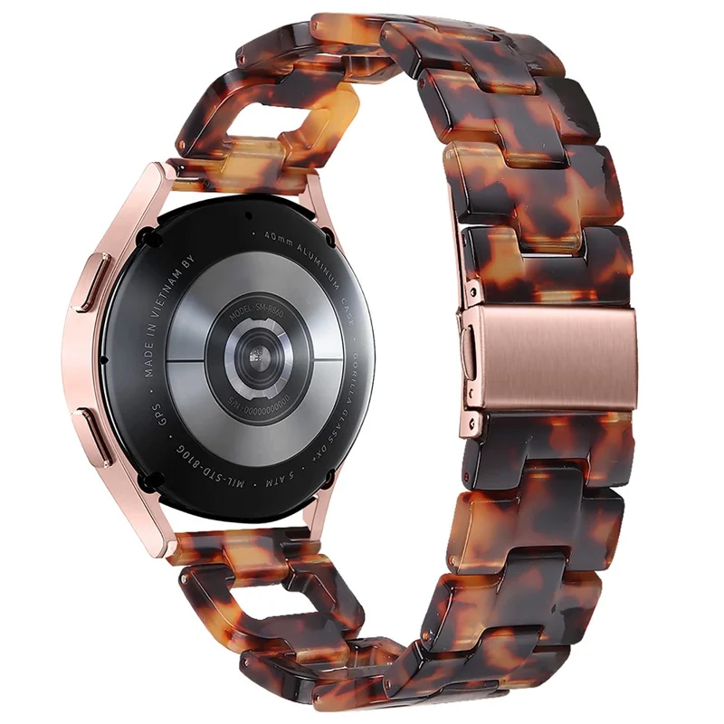 For Pebble 2 / Time Round Resin Watch Strap D-Shape Replacement Watchband - Tortoiseshell